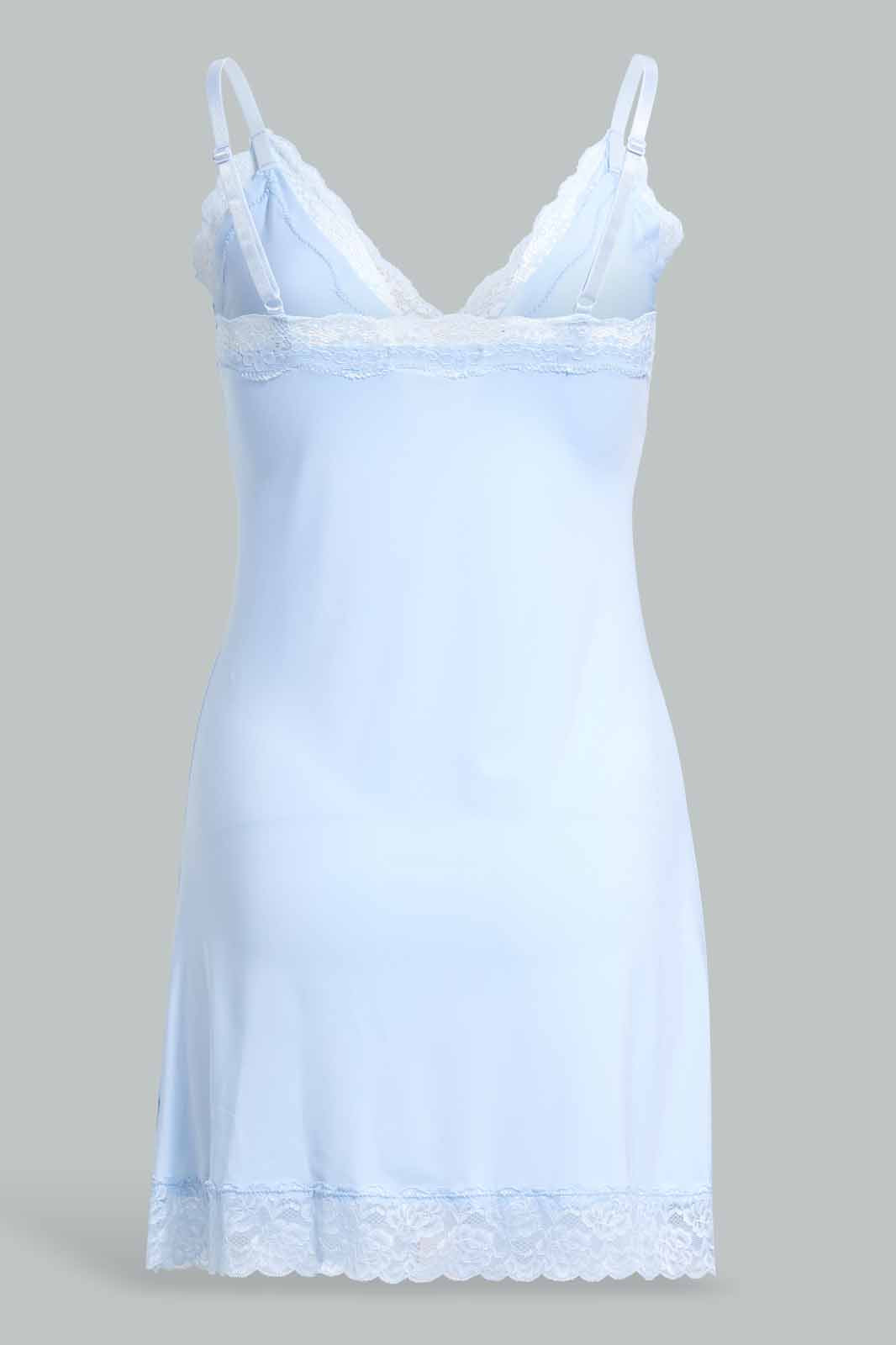 Redtag-Solid-Blue-Chemise-Category:Chemises,-Colour:Blue,-Deals:New-In,-Filter:Women's-Clothing,-New-In-Women-APL,-Non-Sale,-Section:Women,-W22A,-Women-Chemises--