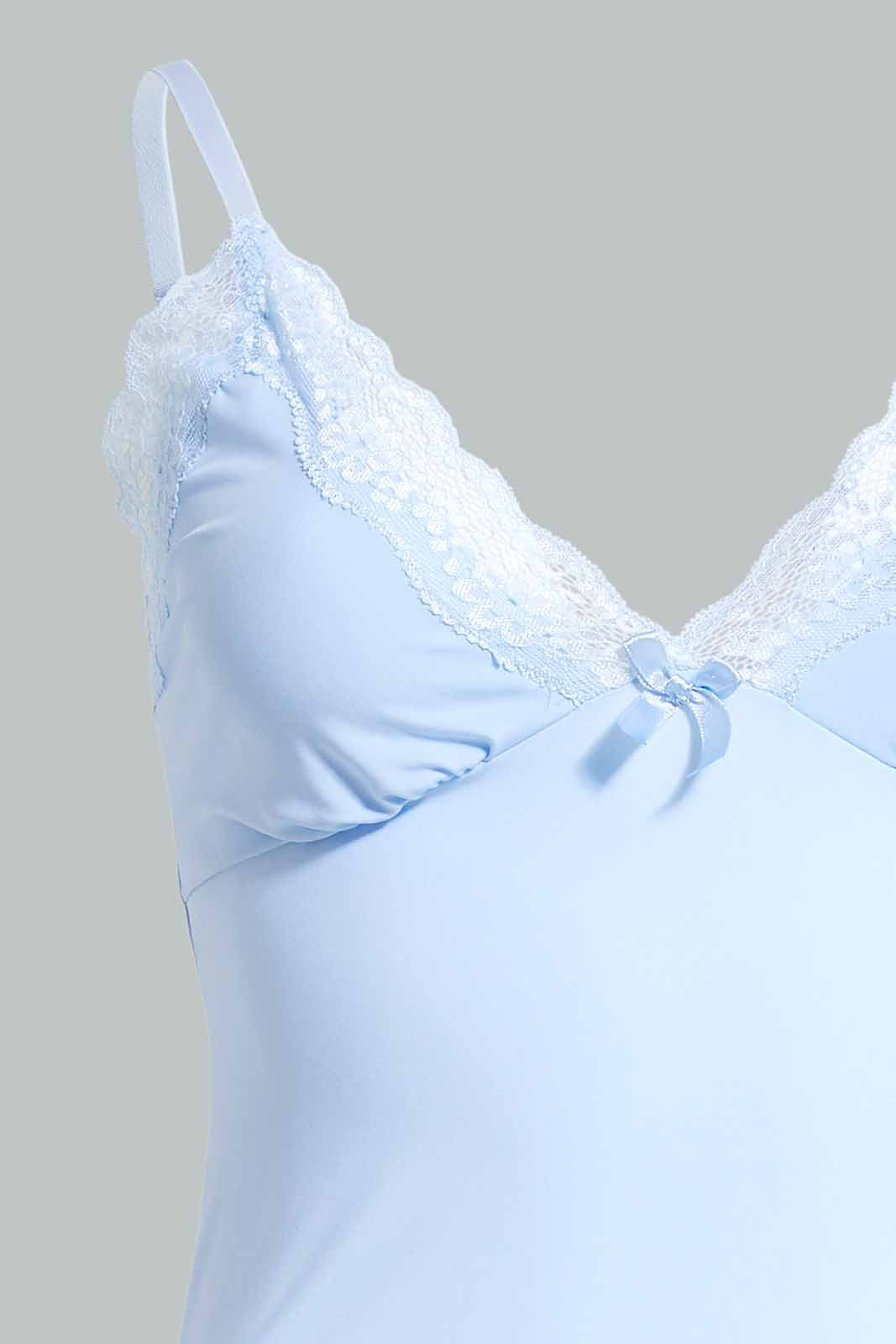Redtag-Solid-Blue-Chemise-Category:Chemises,-Colour:Blue,-Deals:New-In,-Filter:Women's-Clothing,-New-In-Women-APL,-Non-Sale,-Section:Women,-W22A,-Women-Chemises--