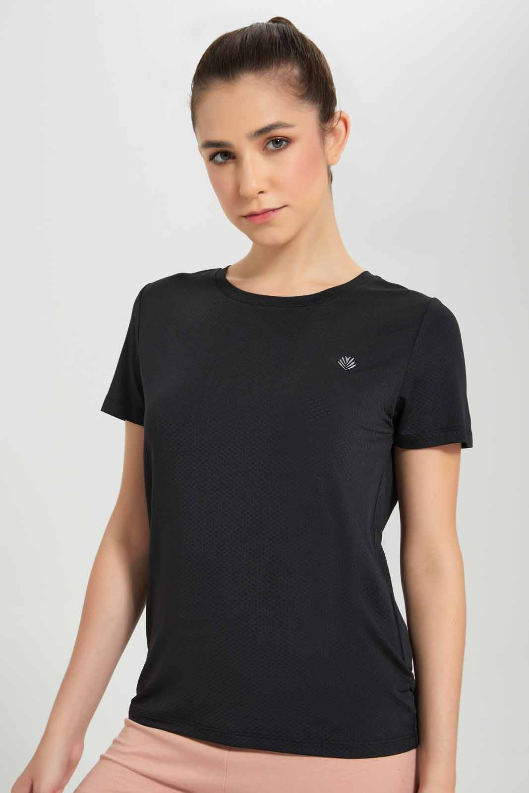 Redtag-Black-Round-Neck-Active-T-Shirt-Category:T-Shirts,-Colour:Black,-Deals:New-In,-Filter:Women's-Clothing,-New-In-Women-APL,-Non-Sale,-Section:Women,-W22O,-Women-T-Shirts-Women's-