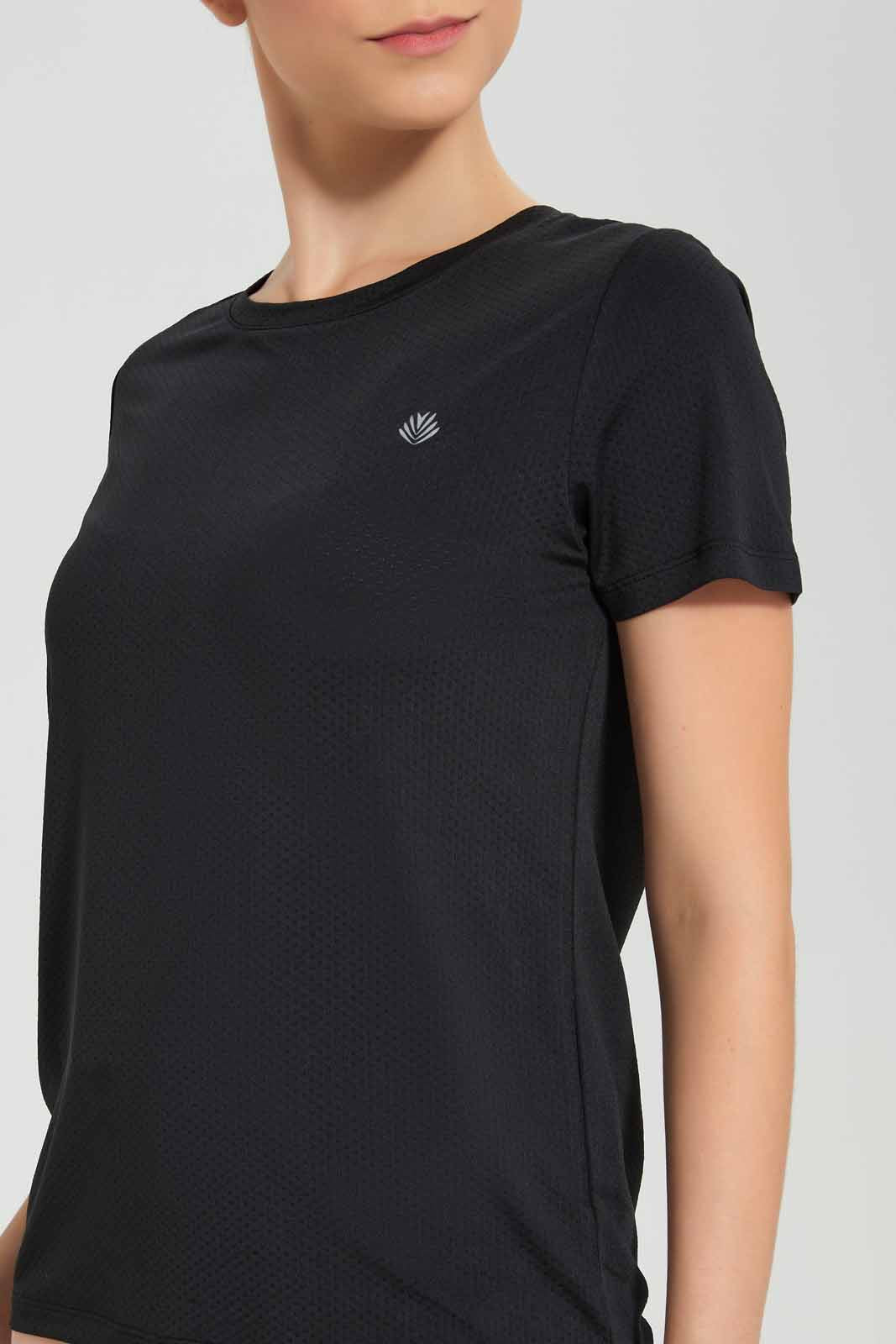 Redtag-Black-Round-Neck-Active-T-Shirt-Category:T-Shirts,-Colour:Black,-Deals:New-In,-Filter:Women's-Clothing,-New-In-Women-APL,-Non-Sale,-Section:Women,-W22O,-Women-T-Shirts-Women's-