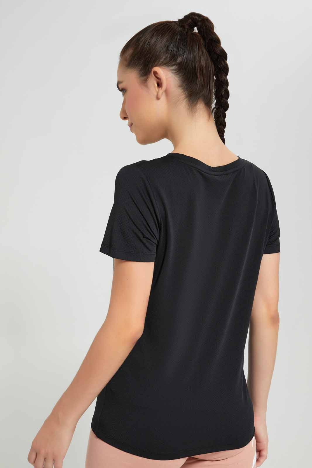 Redtag-Black-Round-Neck-Active-T-Shirt-Category:T-Shirts,-Colour:Black,-Deals:New-In,-Filter:Women's-Clothing,-New-In-Women-APL,-Non-Sale,-Section:Women,-W22O,-Women-T-Shirts-Women's-