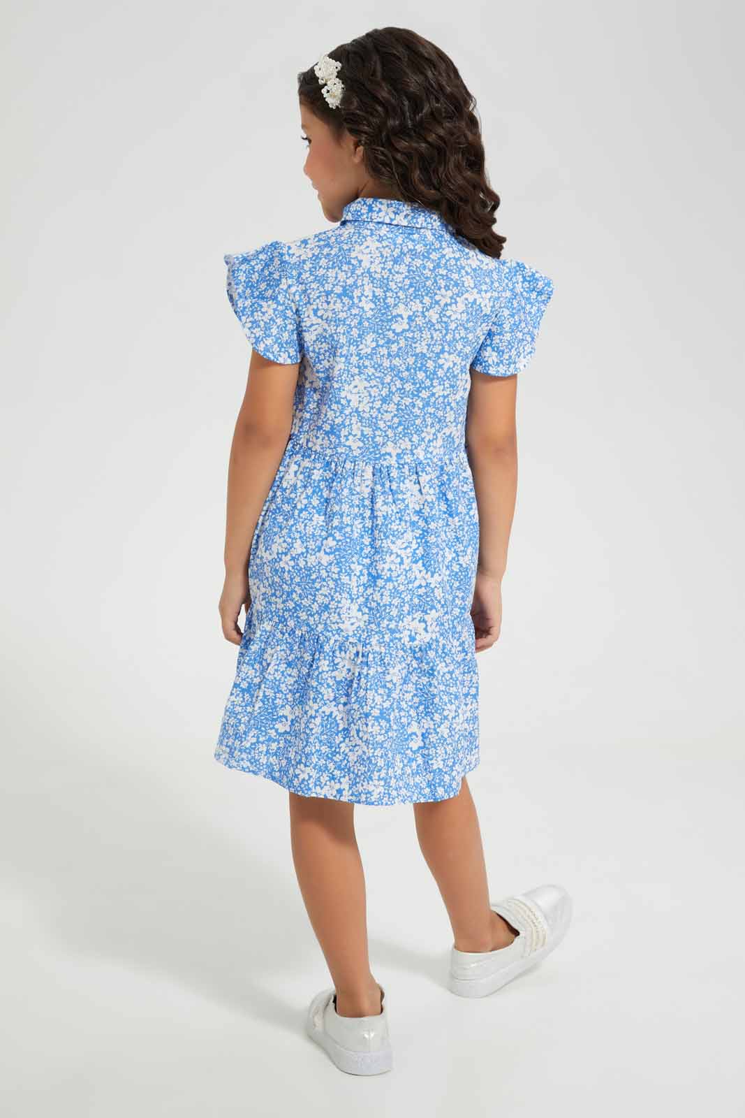 Redtag-Blue-Printed-Dress-Category:Dresses,-Colour:Blue,-Deals:New-In,-Filter:Girls-(2-to-8-Yrs),-GIR-Dresses,-New-In-GIR-APL,-Non-Sale,-Section:Girls-(0-to-14Yrs),-W22O-Girls-2 to 8 Years