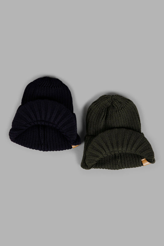 Redtag-Navy-And-Oilve-Charcater-Knitted-Cap-Set-Of-2-BOY-Knitted-Accessories,-Category:Knitted-Accessories,-Colour:Assorted,-Filter:Boys-Accessories,-New-In,-New-In-BOY-ACC,-Non-Sale,-Section:Boys-(0-to-14Yrs),-W22A-Boys-