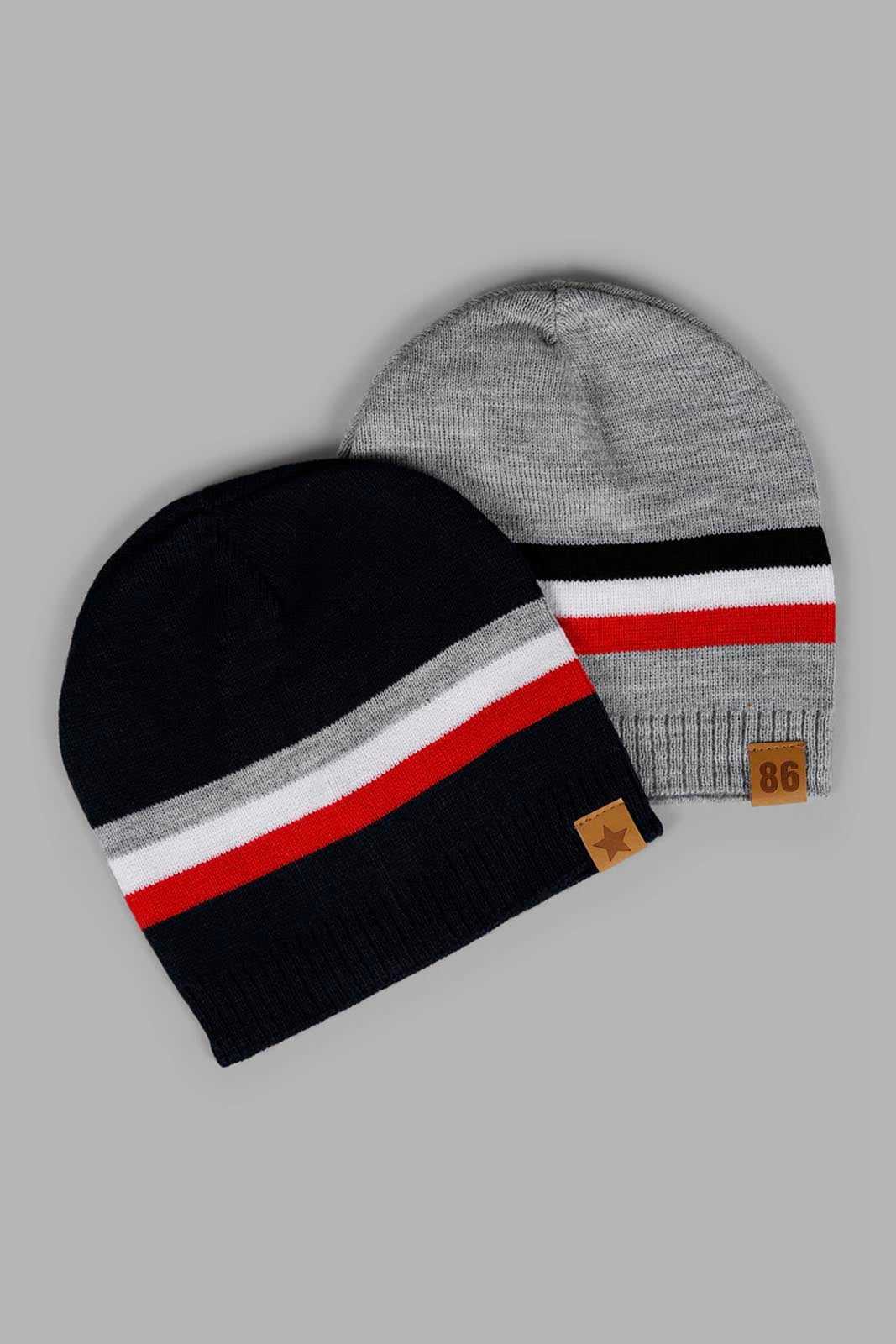 Redtag-Multi-Stripe-Knitted-Cap-Set-Of-2-BOY-Knitted-Accessories,-Category:Knitted-Accessories,-Colour:Assorted,-Filter:Boys-Accessories,-New-In,-New-In-BOY-ACC,-Non-Sale,-Section:Boys-(0-to-14Yrs),-W22A-Boys-