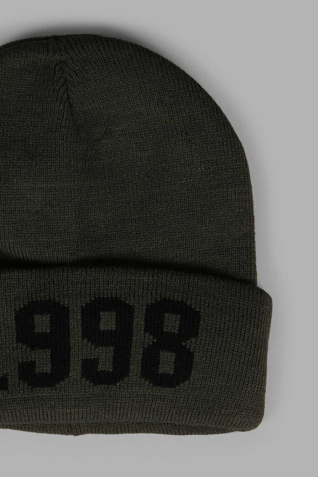 Redtag-Olive-And-Black-Charcater-Knitted-Cap-Set-Of-2-BOY-Knitted-Accessories,-Category:Knitted-Accessories,-Colour:Assorted,-Filter:Boys-Accessories,-New-In,-New-In-BOY-ACC,-Non-Sale,-Section:Boys-(0-to-14Yrs),-W22A-Boys-
