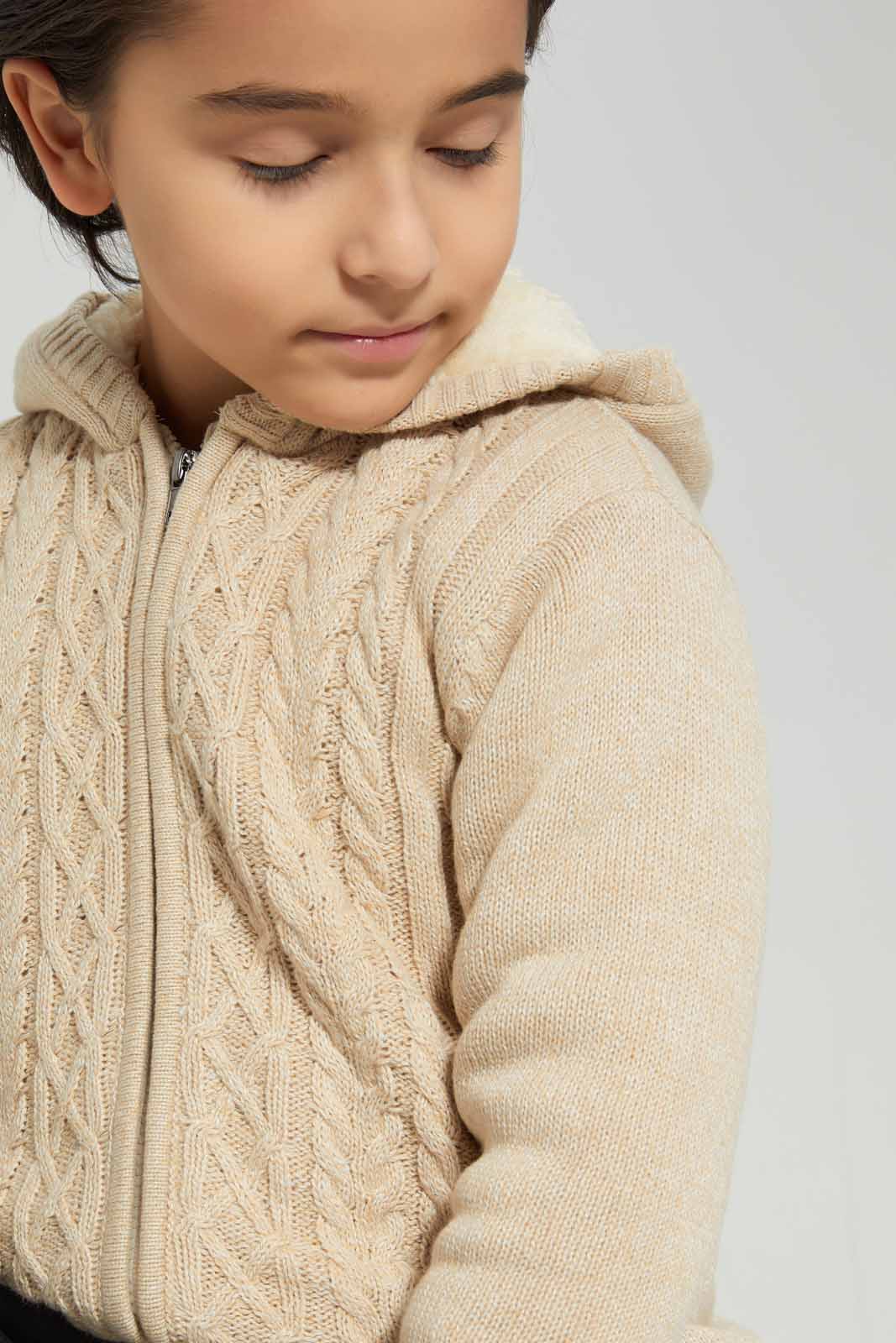 Redtag-Beige-Cable-Hooded-Zip-through-Cardigan-BOY-Cardigans,-Category:Cardigans,-Colour:Beige,-Deals:New-In,-EHW,-Filter:Boys-(2-to-8-Yrs),-New-In-BOY-APL,-Non-Sale,-Section:Boys-(0-to-14Yrs),-W22B-Boys-2 to 8 Years