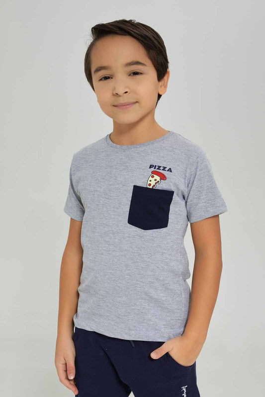 Redtag-Grey-Print-Pocket-Short-Sleeve-T-Shirt-BOY-T-Shirts,-Category:T-Shirts,-Colour:Grey,-Deals:New-In,-Dept:Boys,-Filter:Boys-(2-to-8-Yrs),-New-In-BOY-APL,-Non-Sale,-Section:Boys-(0-to-14Yrs),-TBL,-W22O-Boys-2 to 8 Years