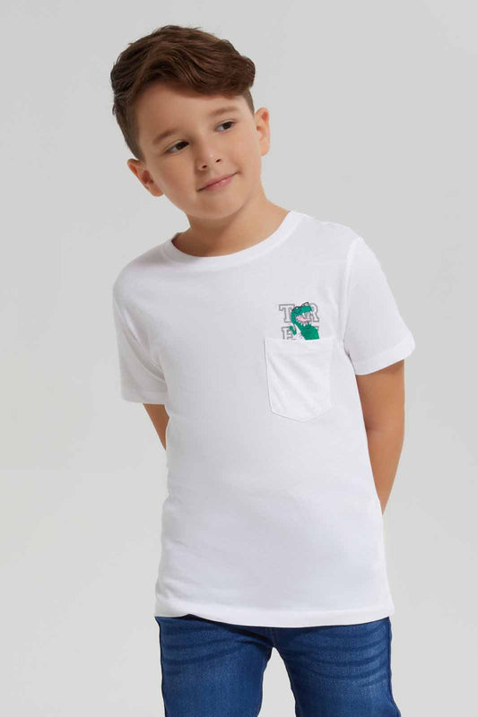 Redtag-White-Print-Pocket-Short-Sleeve-T-Shirt-BOY-T-Shirts,-Category:T-Shirts,-Colour:White,-Deals:New-In,-Dept:Boys,-Filter:Boys-(2-to-8-Yrs),-New-In-BOY-APL,-Non-Sale,-Section:Boys-(0-to-14Yrs),-TBL,-W22O-Boys-2 to 8 Years