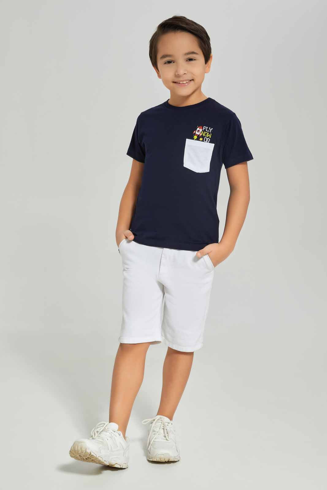 Redtag-Black-Print-Pocket-Short-Sleeve-T-Shirt-BOY-T-Shirts,-Category:T-Shirts,-Colour:Black,-Deals:New-In,-Dept:Boys,-Filter:Boys-(2-to-8-Yrs),-New-In-BOY-APL,-Non-Sale,-Section:Boys-(0-to-14Yrs),-TBL,-W22O-Boys-2 to 8 Years