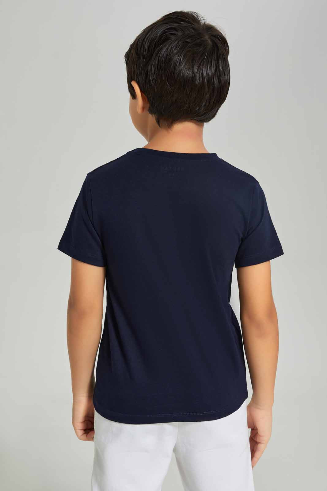 Redtag-Black-Print-Pocket-Short-Sleeve-T-Shirt-BOY-T-Shirts,-Category:T-Shirts,-Colour:Black,-Deals:New-In,-Dept:Boys,-Filter:Boys-(2-to-8-Yrs),-New-In-BOY-APL,-Non-Sale,-Section:Boys-(0-to-14Yrs),-TBL,-W22O-Boys-2 to 8 Years