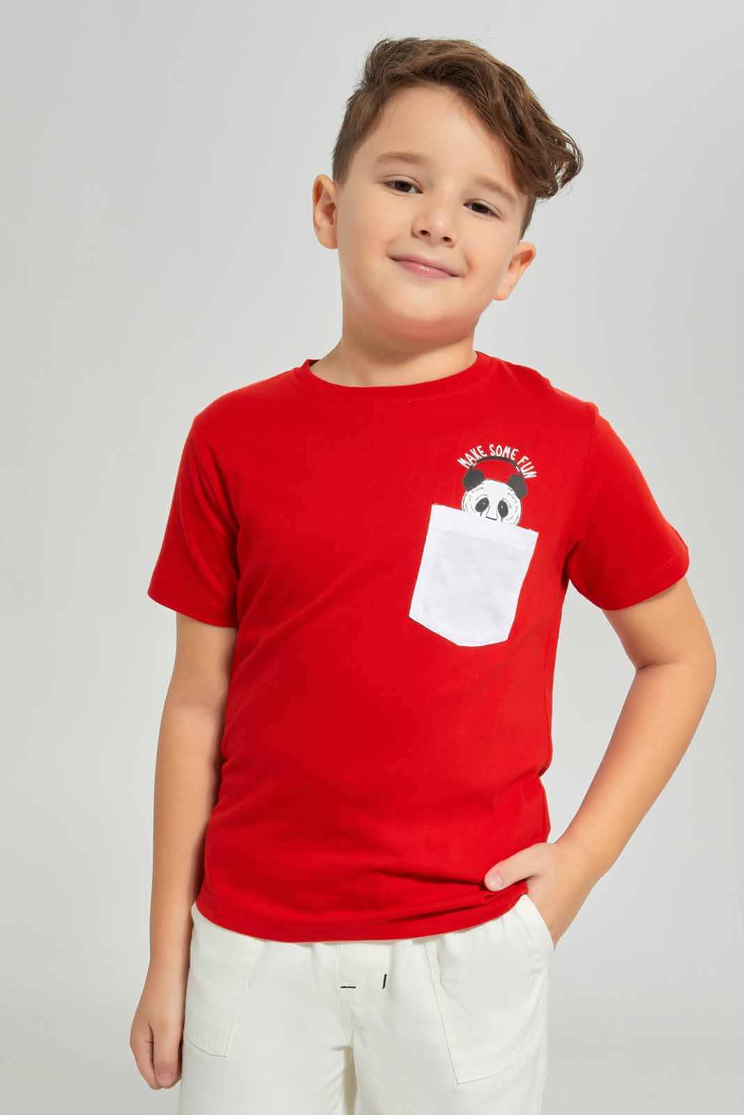 Redtag-Red-Print-Pocket-Short-Sleeve-T-Shirt-BOY-T-Shirts,-Category:T-Shirts,-Colour:Red,-Deals:New-In,-Dept:Boys,-Filter:Boys-(2-to-8-Yrs),-New-In-BOY-APL,-Non-Sale,-Section:Boys-(0-to-14Yrs),-TBL,-W22O-Boys-2 to 8 Years