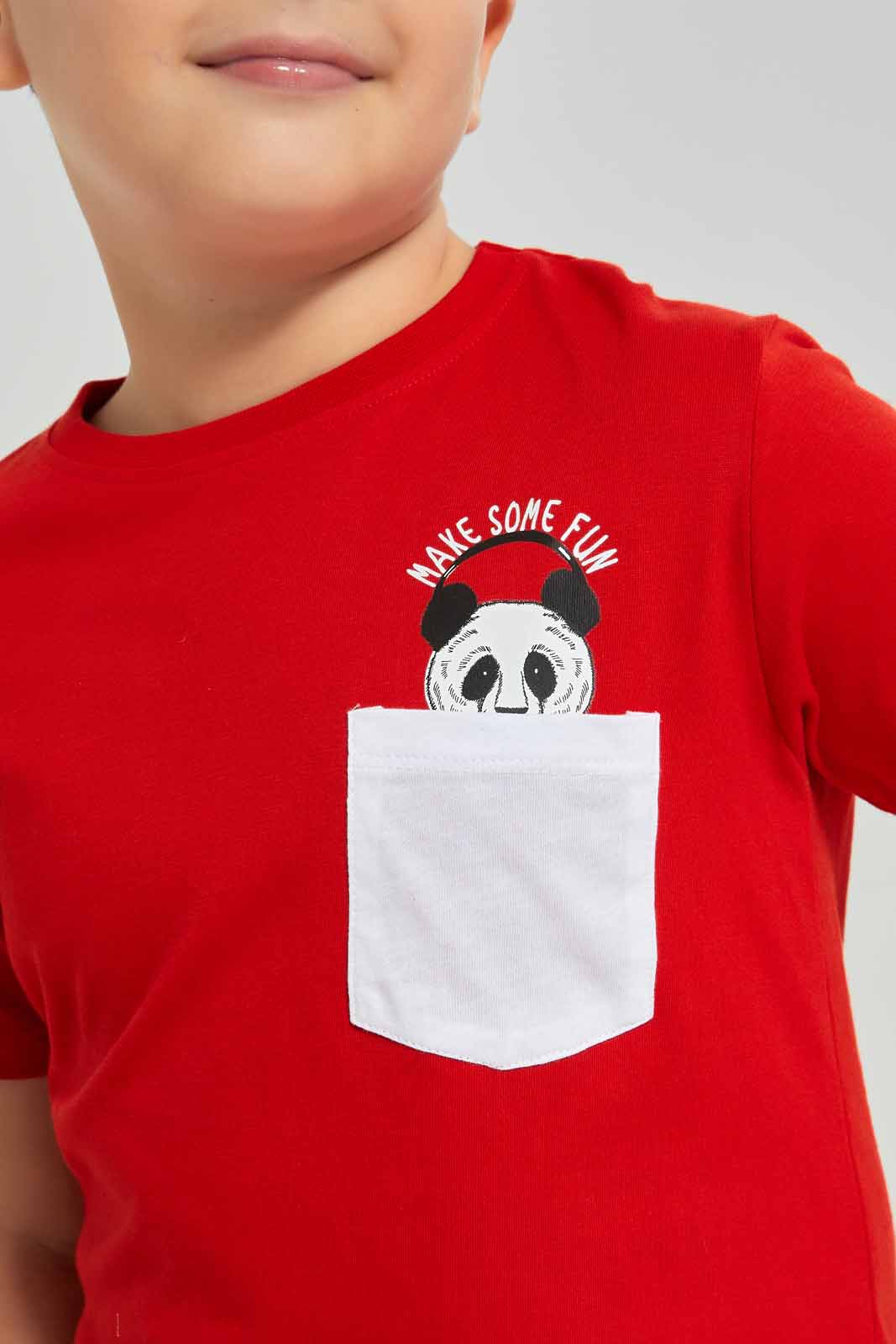 Redtag-Red-Print-Pocket-Short-Sleeve-T-Shirt-BOY-T-Shirts,-Category:T-Shirts,-Colour:Red,-Deals:New-In,-Dept:Boys,-Filter:Boys-(2-to-8-Yrs),-New-In-BOY-APL,-Non-Sale,-Section:Boys-(0-to-14Yrs),-TBL,-W22O-Boys-2 to 8 Years