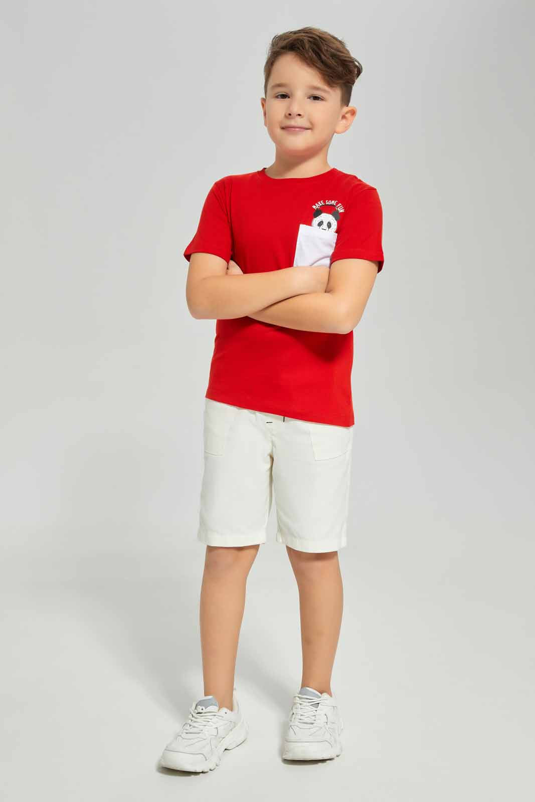 Redtag-Red-Print-Pocket-Short-Sleeve-T-Shirt-BOY-T-Shirts,-Category:T-Shirts,-Colour:Red,-Deals:New-In,-Dept:Boys,-Filter:Boys-(2-to-8-Yrs),-New-In-BOY-APL,-Non-Sale,-Section:Boys-(0-to-14Yrs),-TBL,-W22O-Boys-2 to 8 Years