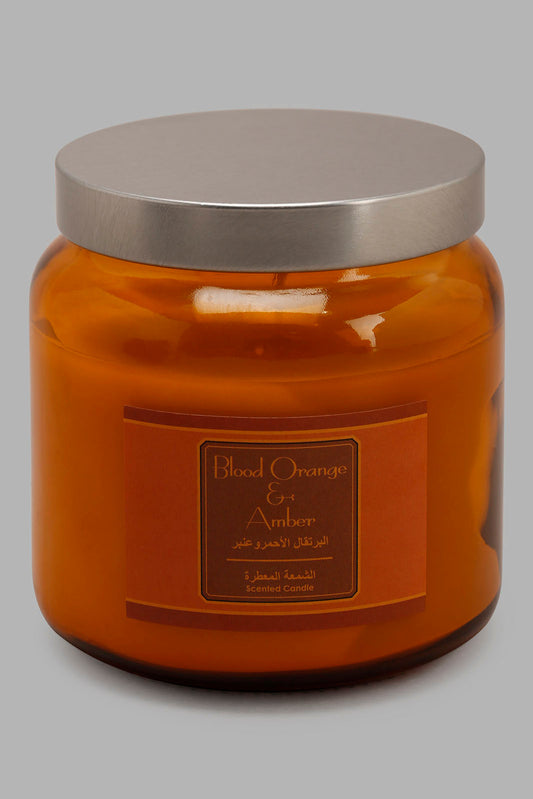 Redtag-Amber-Orange-Candle-Jar-With-Silver-Lid(M)-Category:Candles,-Colour:Orange,-Deals:New-In,-Filter:Home-Decor,-HMW-HOM-Candle-&-Fragrances,-New-In-HMW-HOM,-Non-Sale,-Section:Homewares,-W22B-Home-Decor-