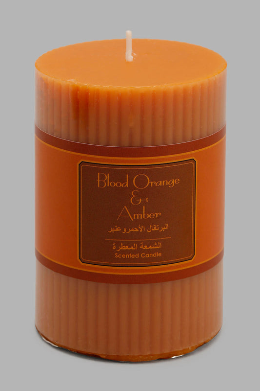 Redtag-Amber-Orange-Pillar-Candle-Category:Candles,-Colour:Orange,-Deals:New-In,-Filter:Home-Decor,-HMW-HOM-Candle-&-Fragrances,-New-In-HMW-HOM,-Non-Sale,-Section:Homewares,-W22B-Home-Decor-