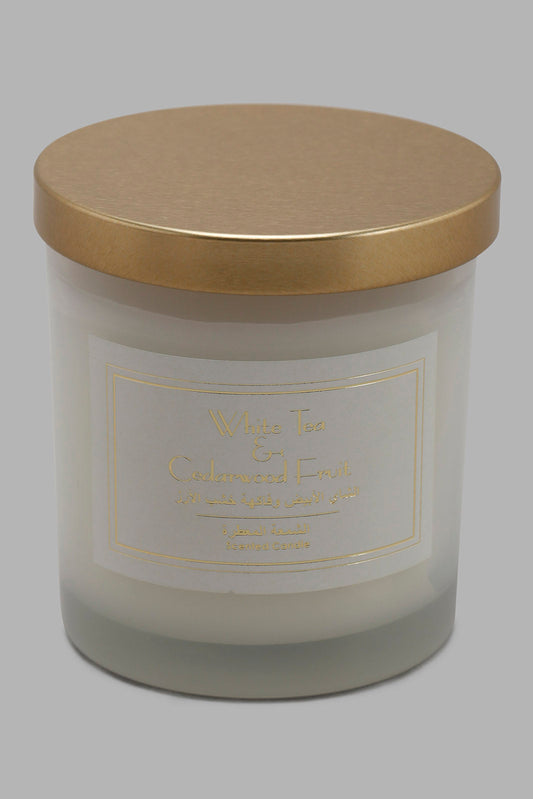 Redtag-White-Tea-Cedarwood-Candle-Jar-With-Goldenlid-(M)-Category:Candles,-Colour:White,-Deals:New-In,-Filter:Home-Decor,-HMW-HOM-Candle-&-Fragrances,-NDAY,-New-In-HMW-HOM,-Non-Sale,-Section:Homewares,-W22B-Home-Decor-