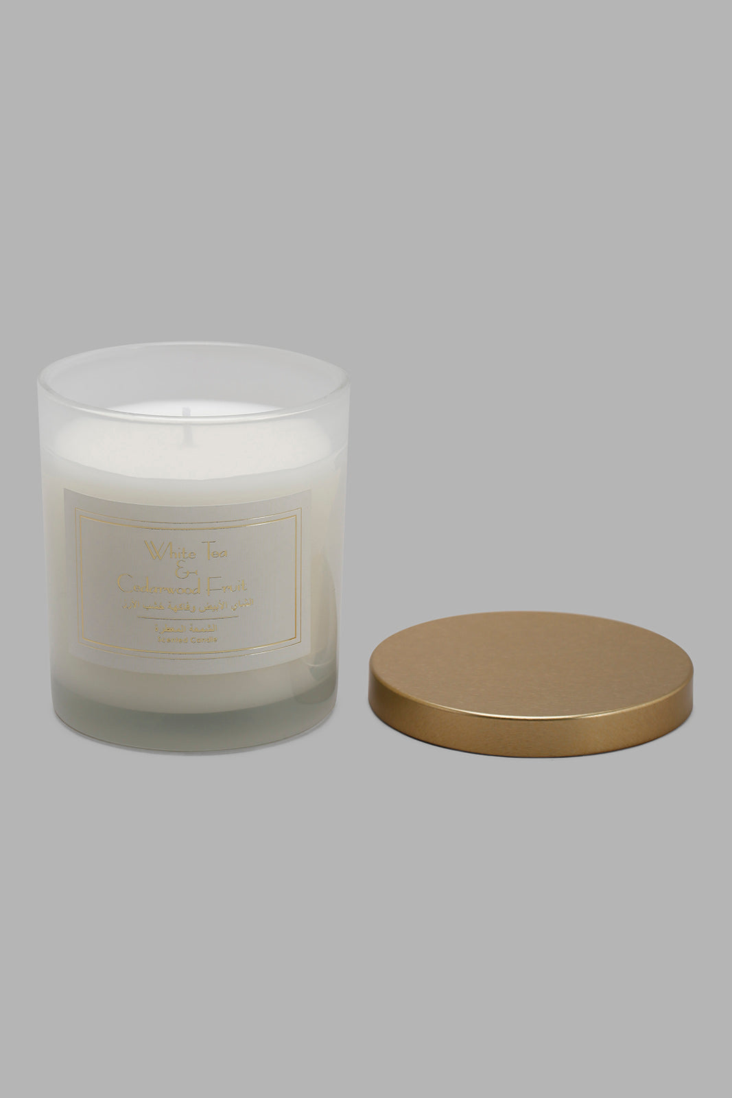 Redtag-White-Tea-Cedarwood-Candle-Jar-With-Goldenlid-(M)-Category:Candles,-Colour:White,-Deals:New-In,-Filter:Home-Decor,-HMW-HOM-Candle-&-Fragrances,-NDAY,-New-In-HMW-HOM,-Non-Sale,-Section:Homewares,-W22B-Home-Decor-