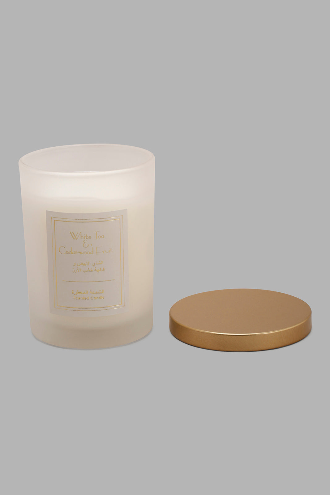 Redtag-White-Tea-Cedarwood-Candle-Jar-With-Goldenlid-Category:Candles,-Colour:White,-Deals:New-In,-Filter:Home-Decor,-HMW-HOM-Candle-&-Fragrances,-NDAY,-New-In-HMW-HOM,-Non-Sale,-Section:Homewares,-W22B-Home-Decor-