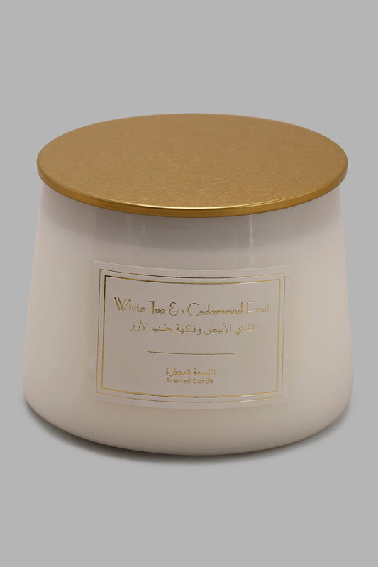 Redtag-White-Tea-Cedarwood-Candle-Jar-With-Goldenlid-Category:Candles,-Colour:White,-Deals:New-In,-Filter:Home-Decor,-HMW-HOM-Candle-&-Fragrances,-NDAY,-New-In-HMW-HOM,-Non-Sale,-Section:Homewares,-W22B-Home-Decor-