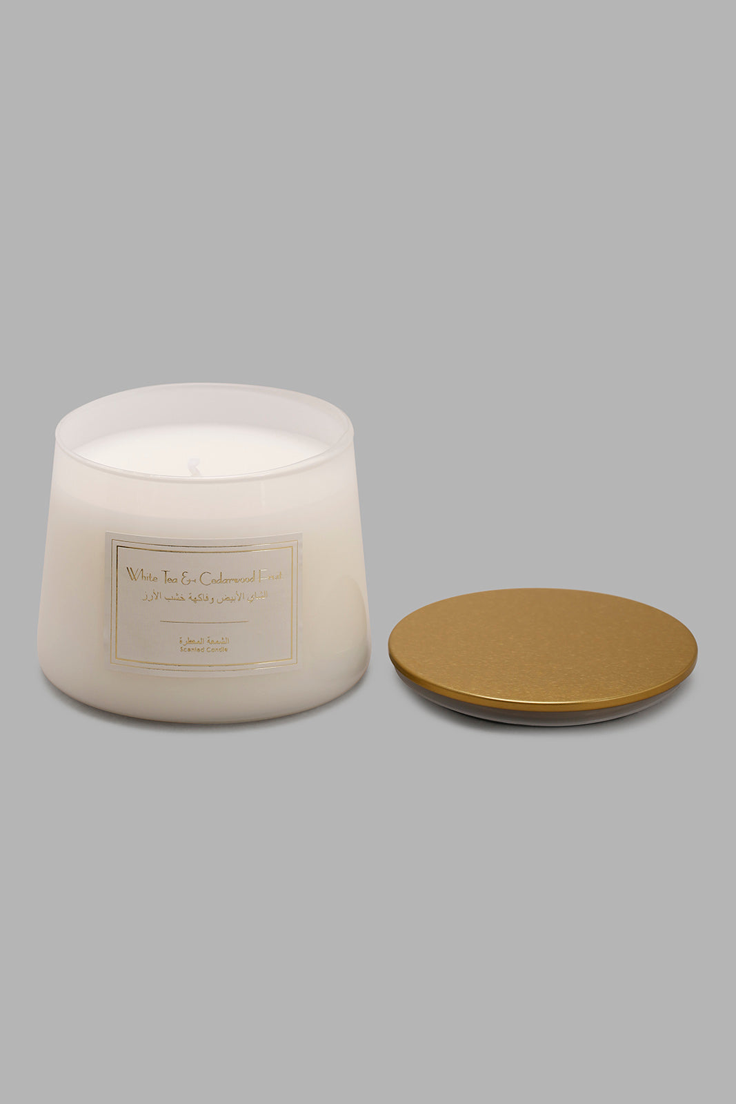 Redtag-White-Tea-Cedarwood-Candle-Jar-With-Goldenlid-Category:Candles,-Colour:White,-Deals:New-In,-Filter:Home-Decor,-HMW-HOM-Candle-&-Fragrances,-NDAY,-New-In-HMW-HOM,-Non-Sale,-Section:Homewares,-W22B-Home-Decor-