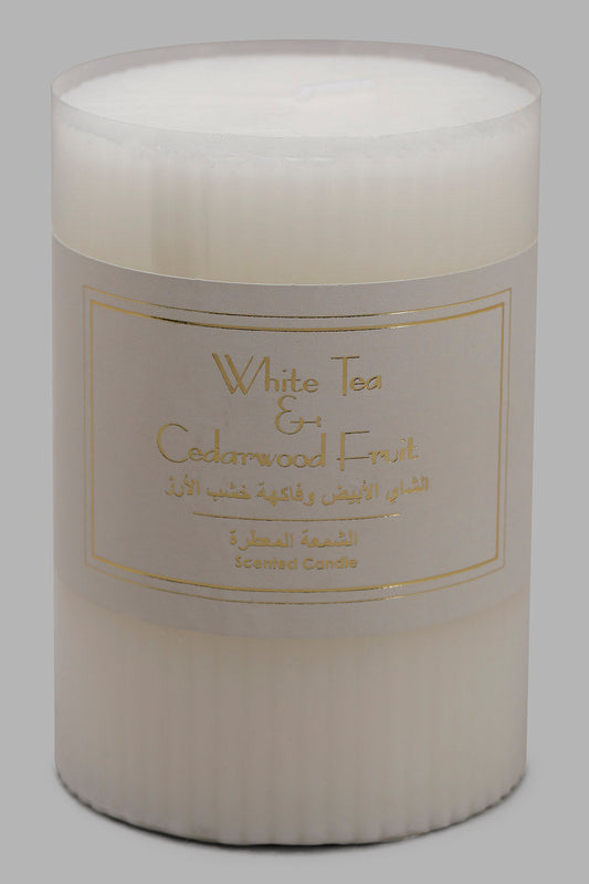 Redtag-White-Tea-Cedarwood-Pillar-Candle-Category:Candles,-Colour:White,-Deals:New-In,-Filter:Home-Decor,-HMW-HOM-Candle-&-Fragrances,-NDAY,-New-In-HMW-HOM,-Non-Sale,-Section:Homewares,-W22B-Home-Decor-
