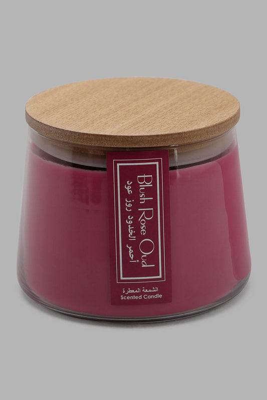 Redtag-Blush-Rose-Oud-Candle-Jar-With-Wooden-Lid-Category:Candles,-Colour:Pink,-Deals:New-In,-Filter:Home-Decor,-HMW-HOM-Candle-&-Fragrances,-New-In-HMW-HOM,-Non-Sale,-Section:Homewares,-W22B-Home-Decor-