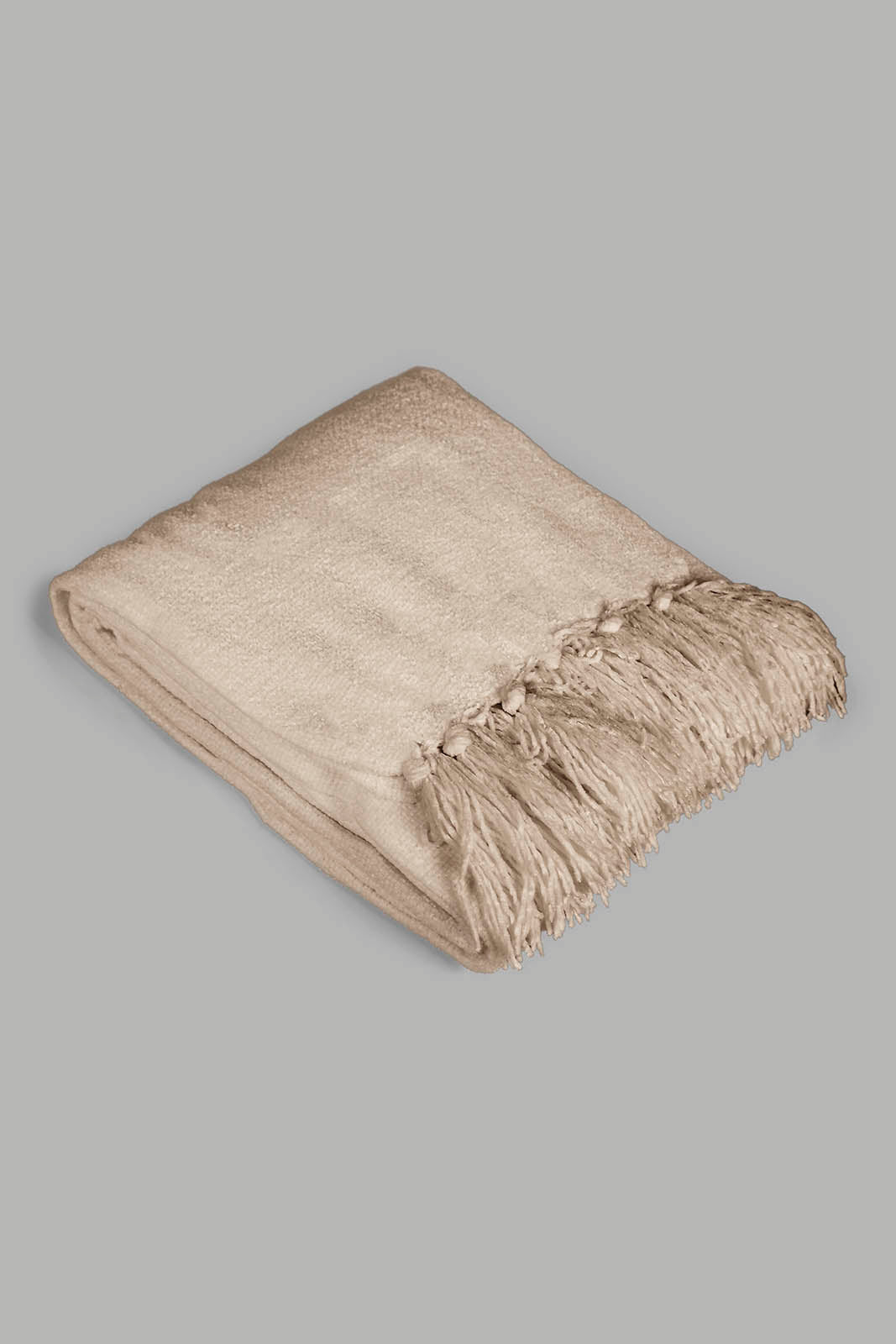 Redtag-Beige-Chenille-Throw-With-Fringe-Category:Throws,-Colour:Beige,-Deals:New-In,-Filter:Home-Bedroom,-HMW-BED-Throws,-New-In-HMW-BED,-Non-Sale,-Section:Homewares,-W22O-Home-Bedroom-
