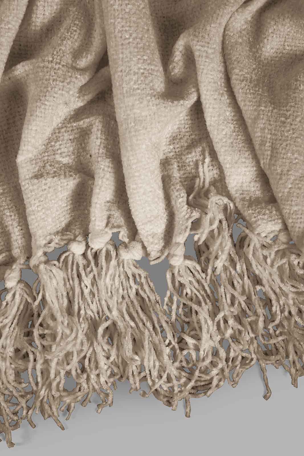 Redtag-Beige-Chenille-Throw-With-Fringe-Category:Throws,-Colour:Beige,-Deals:New-In,-Filter:Home-Bedroom,-HMW-BED-Throws,-New-In-HMW-BED,-Non-Sale,-Section:Homewares,-W22O-Home-Bedroom-