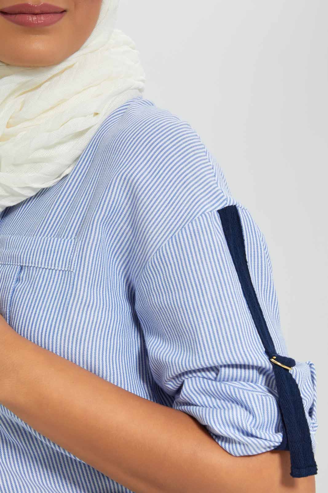 Redtag-Assorted-Striped-Shirt-With-Contrast-Roll-Up-Sleeve-Tabs-Category:Blouses,-Colour:Assorted,-Deals:2-For-90,-Deals:New-In,-Filter:Women's-Clothing,-LMC,-New-In-Women-APL,-Section:Women,-W22A,-Women-Blouses--