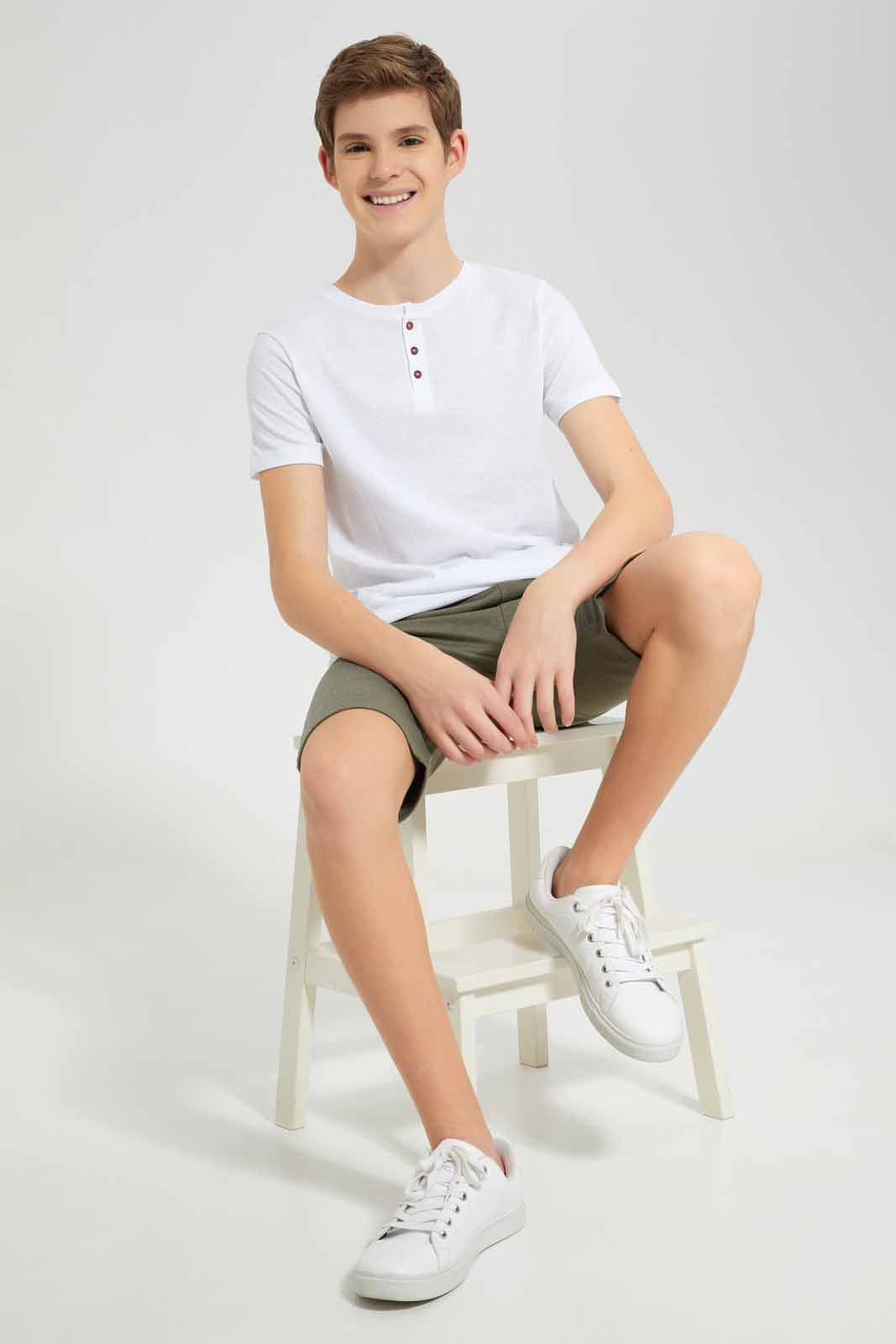 Redtag-White-Jacquard-Henley-T-Shirt-BSR-T-Shirts,-Category:T-Shirts,-Colour:White,-Deals:New-In,-Filter:Senior-Boys-(8-to-14-Yrs),-New-In-BSR-APL,-Non-Sale,-Section:Boys-(0-to-14Yrs),-TBL,-W22A-Senior-Boys-9 to 14 Years
