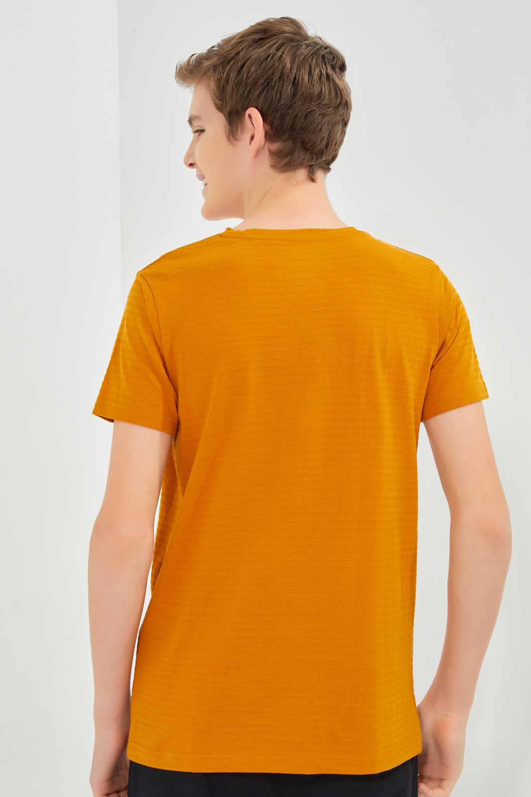 Redtag-Mustard-Jacquard-Henley-T-Shirt-BSR-T-Shirts,-Category:T-Shirts,-Colour:Mustard,-Deals:New-In,-Filter:Senior-Boys-(8-to-14-Yrs),-New-In-BSR-APL,-Non-Sale,-Section:Boys-(0-to-14Yrs),-TBL,-W22A-Senior-Boys-9 to 14 Years