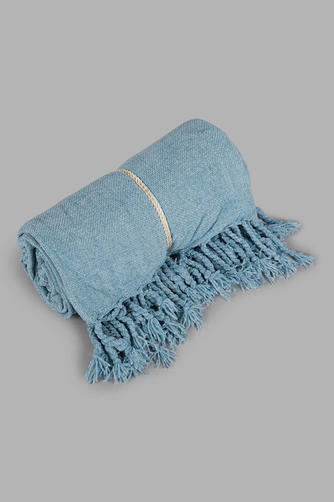 Redtag-Teal-Chenille-Throw-With-Gold-Metallic-Yarn-Category:Throws,-Colour:Teal,-Deals:New-In,-Filter:Home-Bedroom,-HMW-BED-Throws,-New-In-HMW-BED,-Non-Sale,-Section:Homewares,-W22A-Home-Bedroom-