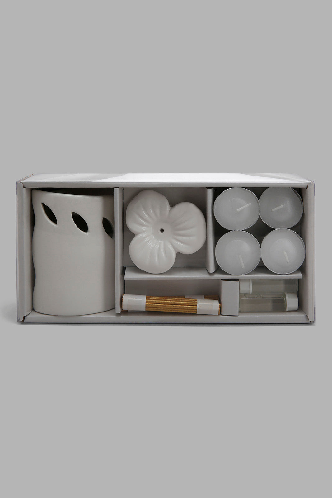 Redtag-White-Tea-Cedarwood-T-Light-Candle-Burner-Set-Category:Candles,-Colour:White,-Deals:New-In,-Filter:Home-Decor,-HMW-HOM-Candle-&-Fragrances,-New-In-HMW-HOM,-Non-Sale,-Prairie,-Section:Homewares,-W22B-Home-Decor-