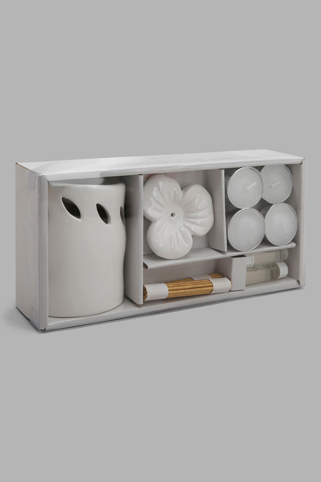 Redtag-White-Tea-Cedarwood-T-Light-Candle-Burner-Set-Category:Candles,-Colour:White,-Deals:New-In,-Filter:Home-Decor,-HMW-HOM-Candle-&-Fragrances,-New-In-HMW-HOM,-Non-Sale,-Prairie,-Section:Homewares,-W22B-Home-Decor-