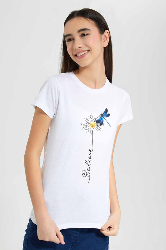 Redtag-White-Basic-T-Shirt-Category:T-Shirts,-Colour:White,-Deals:New-In,-Filter:Senior-Girls-(9-to-14-Yrs),-GSR-T-Shirts,-New-In-GSR-APL,-Non-Sale,-Section:Girls-(0-to-14Yrs),-TBL,-W22A-Senior-Girls-9 to 14 Years