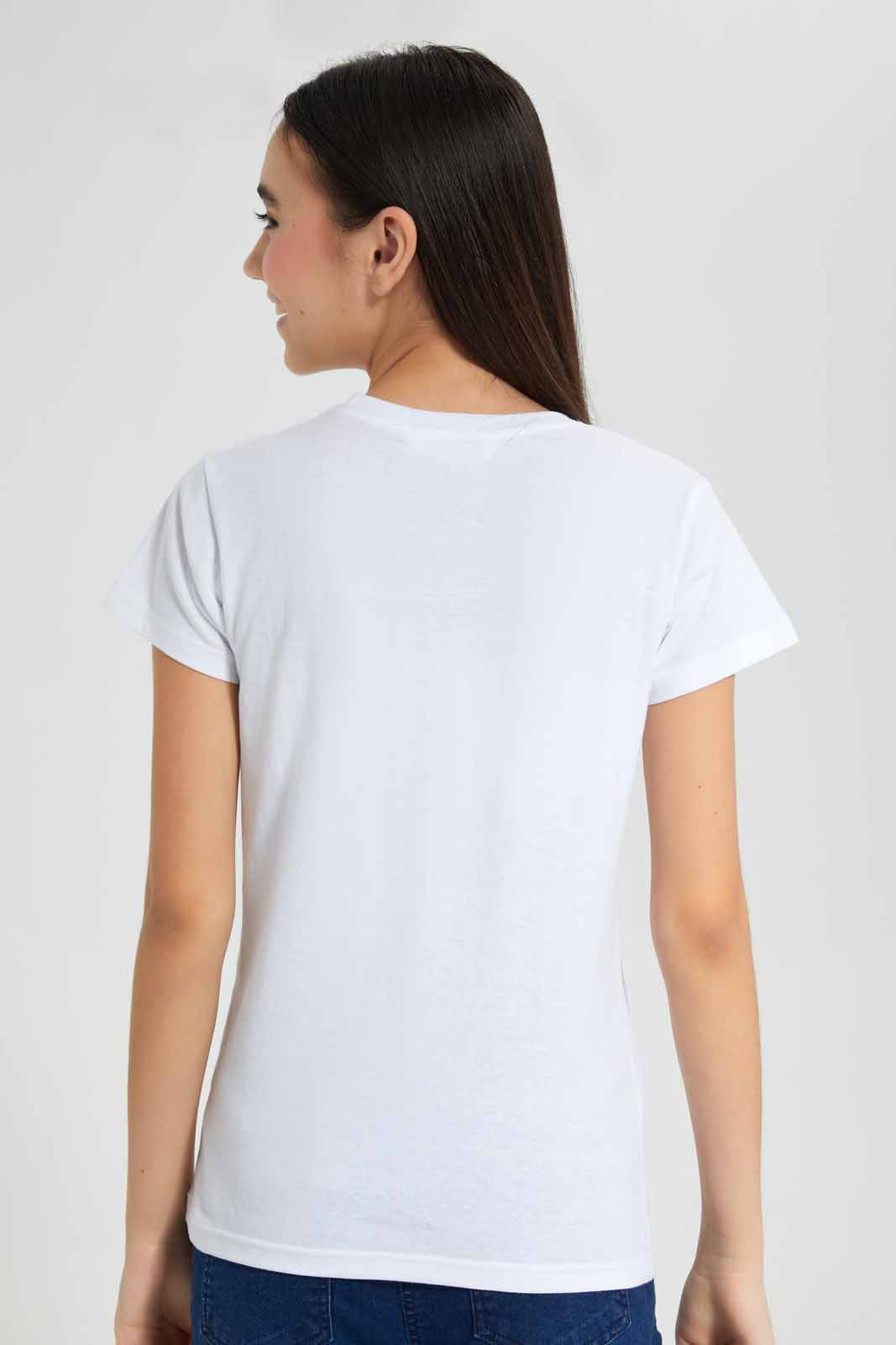 Redtag-White-Basic-T-Shirt-Category:T-Shirts,-Colour:White,-Deals:New-In,-Filter:Senior-Girls-(9-to-14-Yrs),-GSR-T-Shirts,-New-In-GSR-APL,-Non-Sale,-Section:Girls-(0-to-14Yrs),-TBL,-W22A-Senior-Girls-9 to 14 Years