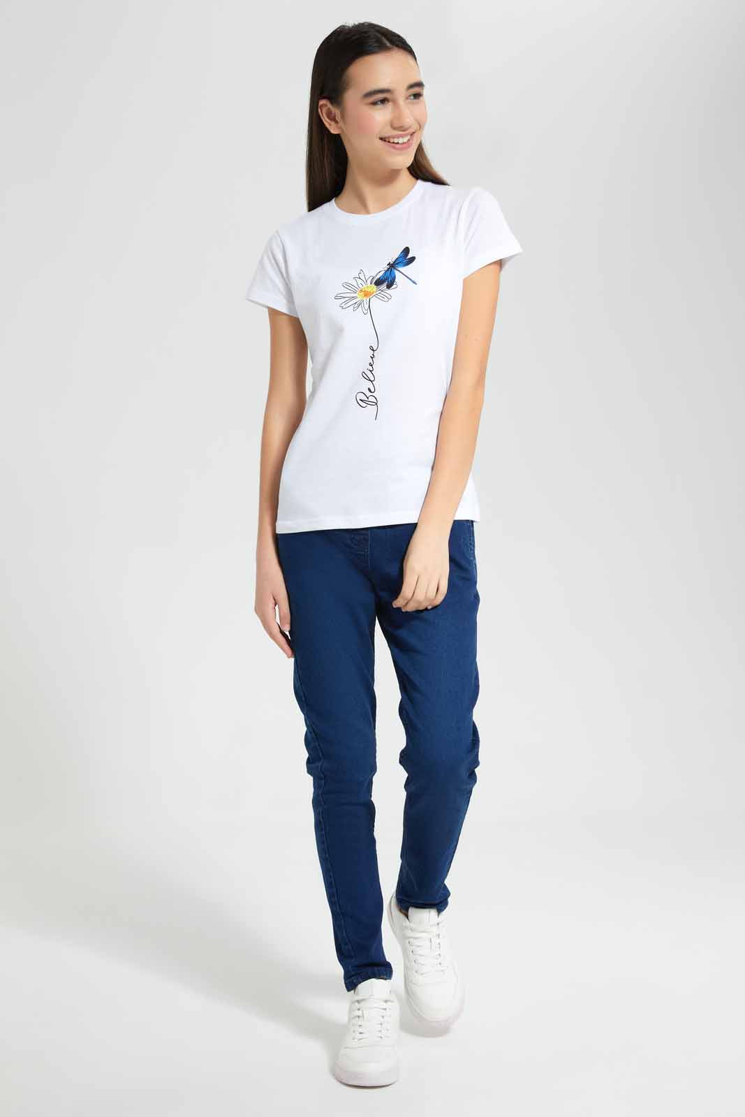 Redtag-White-Basic-T-Shirt-Category:T-Shirts,-Colour:White,-Deals:New-In,-Filter:Senior-Girls-(9-to-14-Yrs),-GSR-T-Shirts,-New-In-GSR-APL,-Non-Sale,-Section:Girls-(0-to-14Yrs),-TBL,-W22A-Senior-Girls-9 to 14 Years