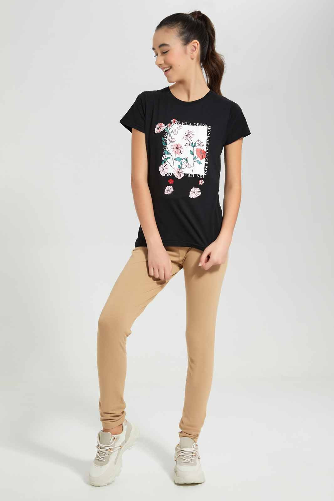 Redtag-Black-Basic-T-Shirt-Category:T-Shirts,-Colour:Black,-Deals:New-In,-Filter:Senior-Girls-(8-to-14-Yrs),-GSR-T-Shirts,-New-In-GSR-APL,-Non-Sale,-Section:Girls-(0-to-14Yrs),-TBL,-W22A-Senior-Girls-9 to 14 Years