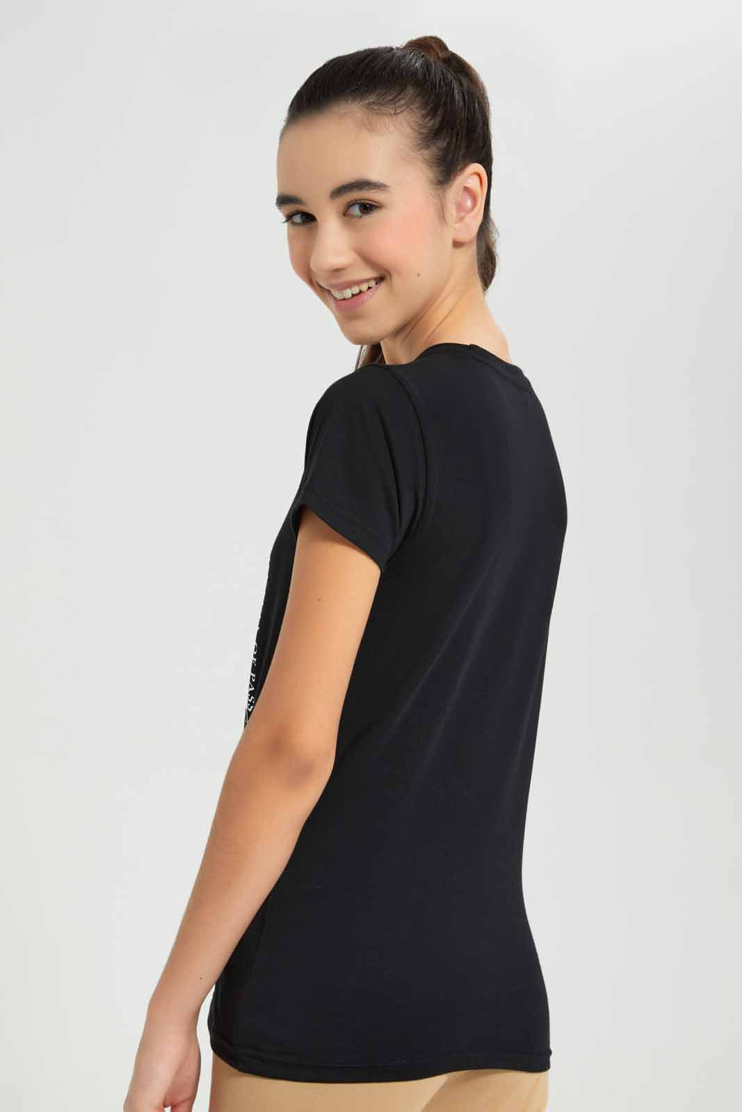 Redtag-Black-Basic-T-Shirt-Category:T-Shirts,-Colour:Black,-Deals:New-In,-Filter:Senior-Girls-(8-to-14-Yrs),-GSR-T-Shirts,-New-In-GSR-APL,-Non-Sale,-Section:Girls-(0-to-14Yrs),-TBL,-W22A-Senior-Girls-9 to 14 Years