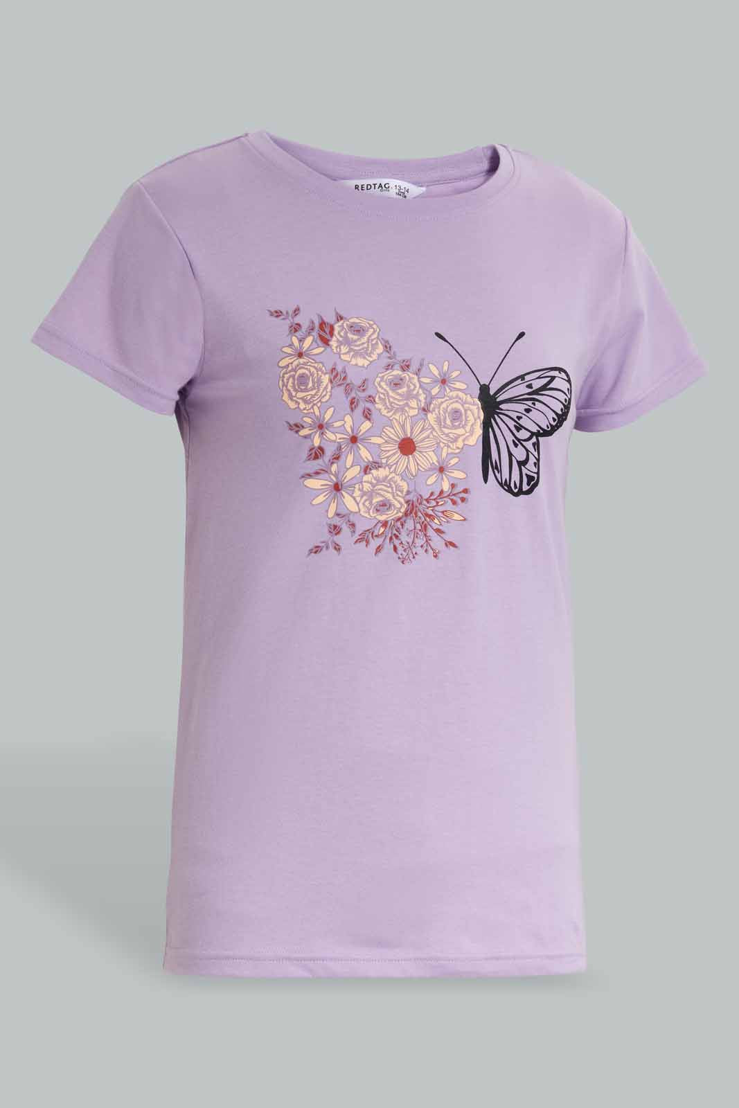 Redtag-Purple-Basic-T-Shirt-Category:T-Shirts,-Colour:Purple,-Deals:New-In,-Filter:Senior-Girls-(9-to-14-Yrs),-GSR-T-Shirts,-New-In-GSR-APL,-Non-Sale,-Section:Girls-(0-to-14Yrs),-TBL,-W22A-Senior-Girls-9 to 14 Years