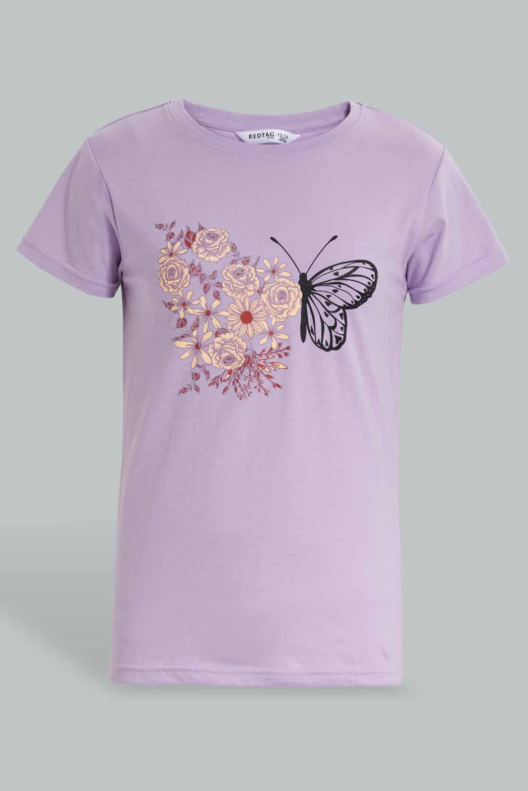Redtag-Purple-Basic-T-Shirt-Category:T-Shirts,-Colour:Purple,-Deals:New-In,-Filter:Senior-Girls-(9-to-14-Yrs),-GSR-T-Shirts,-New-In-GSR-APL,-Non-Sale,-Section:Girls-(0-to-14Yrs),-TBL,-W22A-Senior-Girls-9 to 14 Years