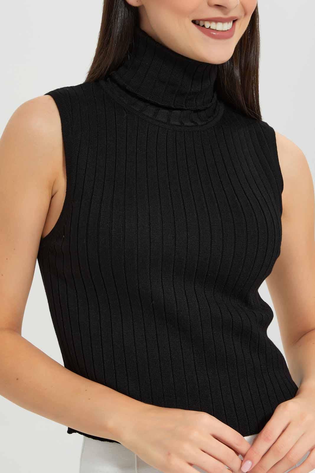 Redtag-Black-Highneck-Sleeveless-Sweater-Category:Pullovers,-Colour:Black,-Deals:New-In,-Filter:Women's-Clothing,-New-In-Women-APL,-Non-Sale,-Section:Women,-W22A,-Women-Pullovers-Women's-