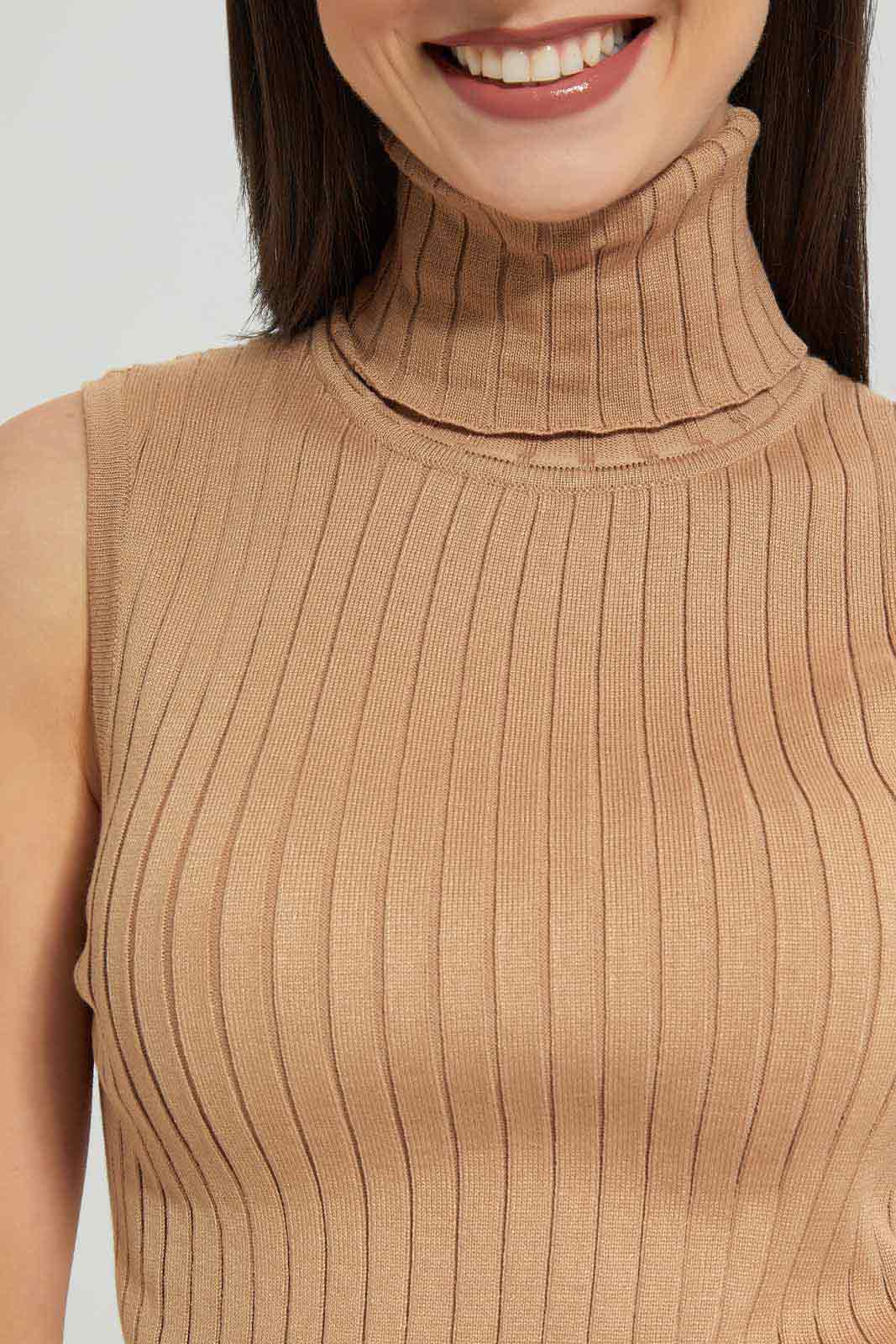 Redtag-Nude-Highneck-Sleeveless-Sweater-Category:Pullovers,-Colour:Beige,-Deals:New-In,-Filter:Women's-Clothing,-New-In-Women-APL,-Non-Sale,-Section:Women,-W22A,-Women-Pullovers-Women's-