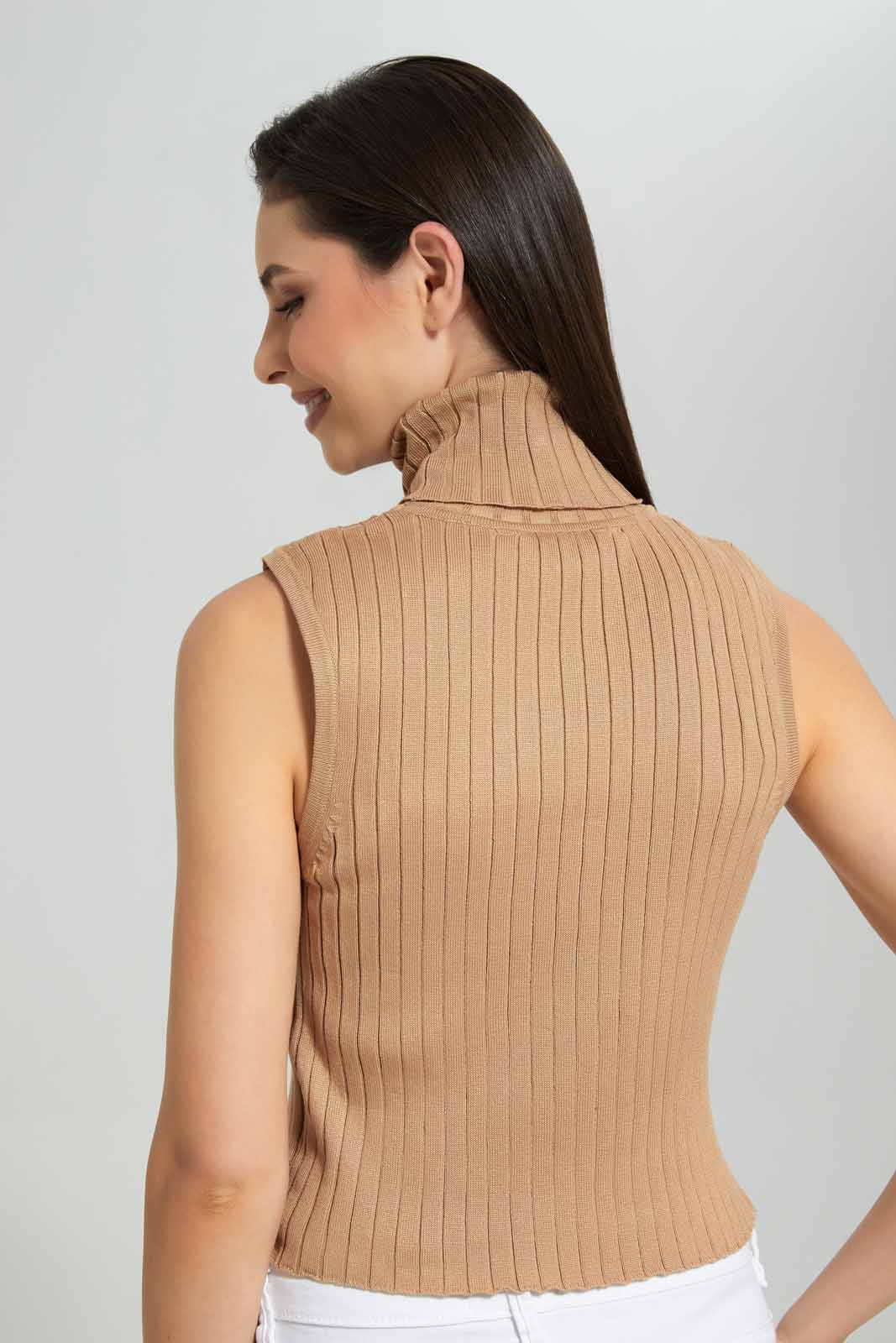 Redtag-Nude-Highneck-Sleeveless-Sweater-Category:Pullovers,-Colour:Beige,-Deals:New-In,-Filter:Women's-Clothing,-New-In-Women-APL,-Non-Sale,-Section:Women,-W22A,-Women-Pullovers-Women's-