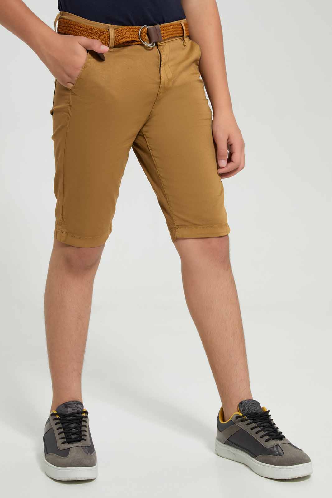 Redtag-Brown-Belted-Short-BSR-Shorts,-Category:Shorts,-Colour:Brown,-Deals:New-In,-Filter:Senior-Boys-(8-to-14-Yrs),-New-In-BSR-APL,-Non-Sale,-Section:Boys-(0-to-14Yrs),-W22O-Senior-Boys-9 to 14 Years