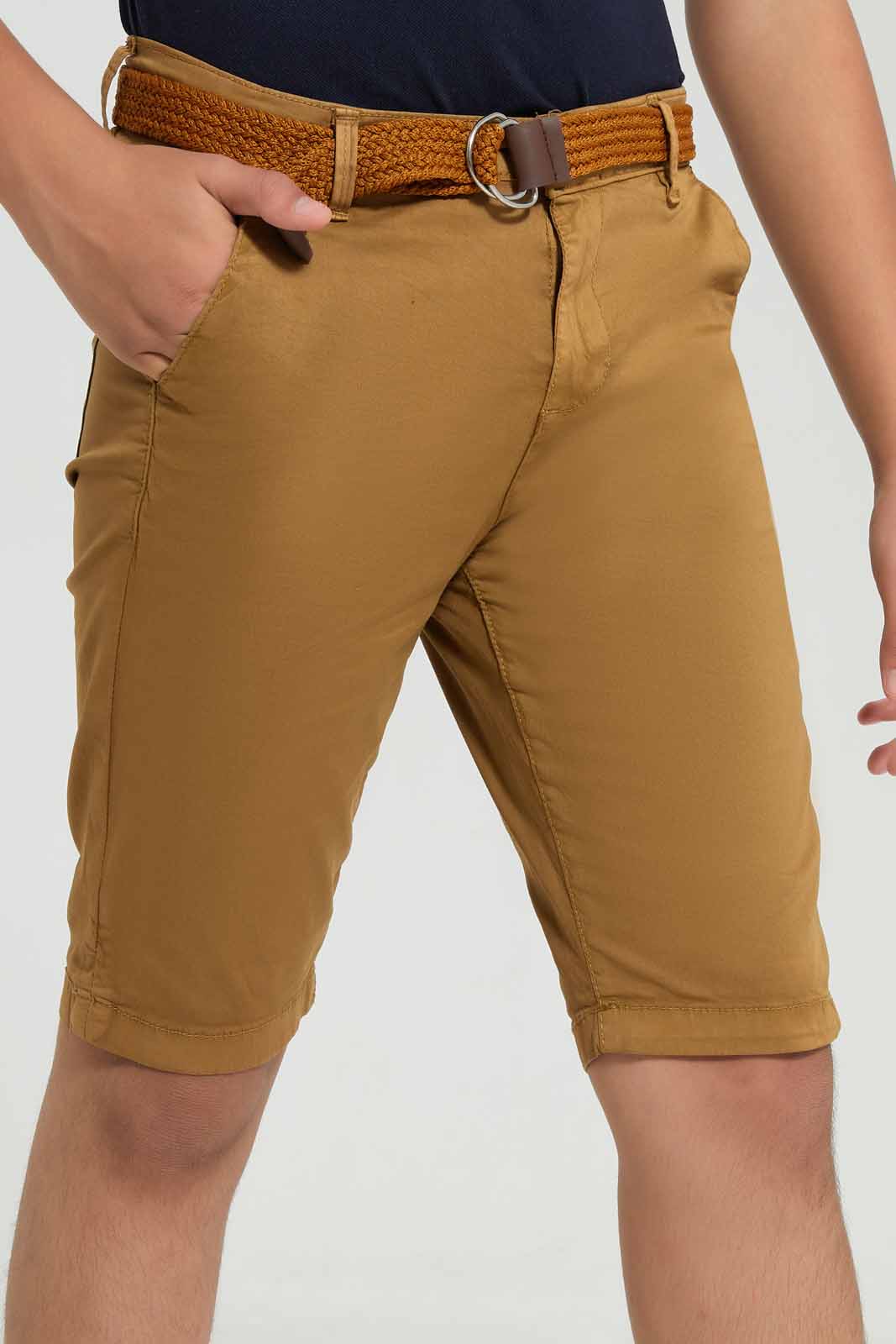 Redtag-Brown-Belted-Short-BSR-Shorts,-Category:Shorts,-Colour:Brown,-Deals:New-In,-Filter:Senior-Boys-(8-to-14-Yrs),-New-In-BSR-APL,-Non-Sale,-Section:Boys-(0-to-14Yrs),-W22O-Senior-Boys-9 to 14 Years