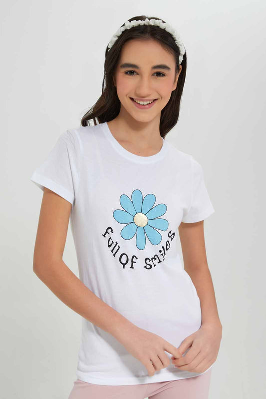 Redtag-White-Basic-T-Shirt-BTS,-Category:T-Shirts,-Colour:White,-Deals:New-In,-Filter:Senior-Girls-(8-to-14-Yrs),-GSR-T-Shirts,-NDAY,-New-In-GSR-APL,-Non-Sale,-Section:Girls-(0-to-14Yrs),-TBL,-W22A-Senior-Girls-9 to 14 Years