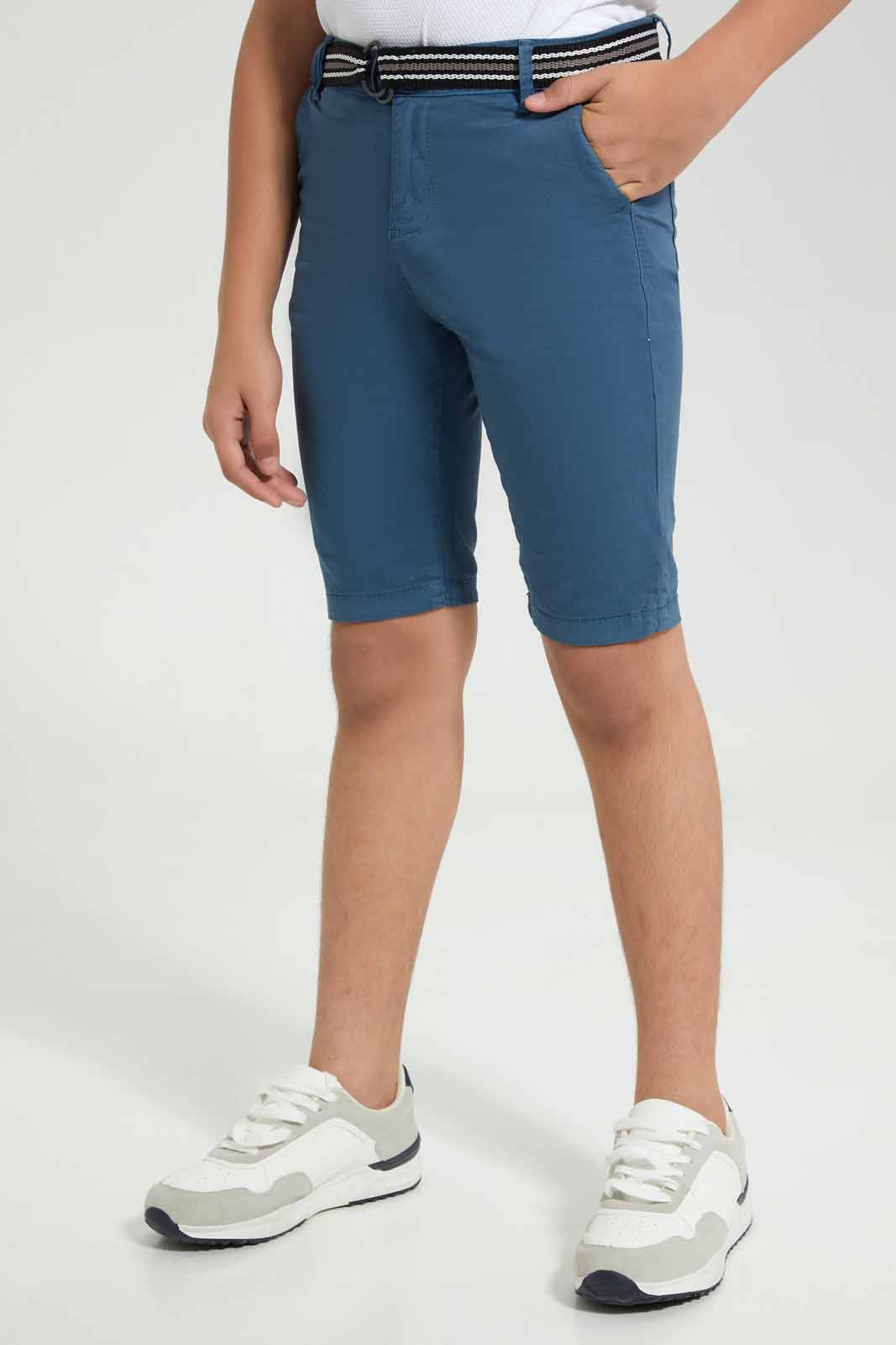 Redtag-Blue-Belted-Short-BSR-Shorts,-Category:Shorts,-Colour:Blue,-Deals:New-In,-Filter:Senior-Boys-(8-to-14-Yrs),-New-In-BSR-APL,-Non-Sale,-Section:Boys-(0-to-14Yrs),-W22O-Senior-Boys-9 to 14 Years