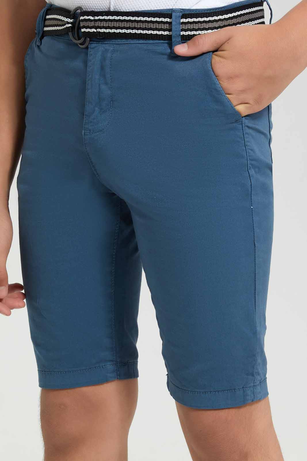 Redtag-Blue-Belted-Short-BSR-Shorts,-Category:Shorts,-Colour:Blue,-Deals:New-In,-Filter:Senior-Boys-(8-to-14-Yrs),-New-In-BSR-APL,-Non-Sale,-Section:Boys-(0-to-14Yrs),-W22O-Senior-Boys-9 to 14 Years