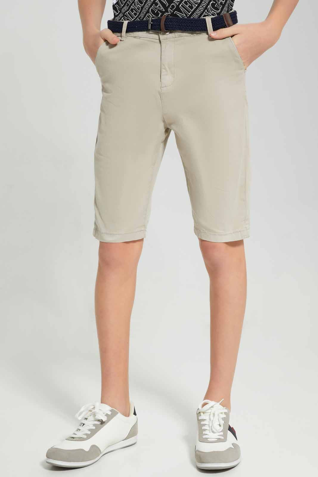 Redtag-Beige-Belted-Short-BSR-Shorts,-Category:Shorts,-Colour:Beige,-Deals:New-In,-Filter:Senior-Boys-(8-to-14-Yrs),-New-In-BSR-APL,-Non-Sale,-Section:Boys-(0-to-14Yrs),-W22O-Senior-Boys-9 to 14 Years